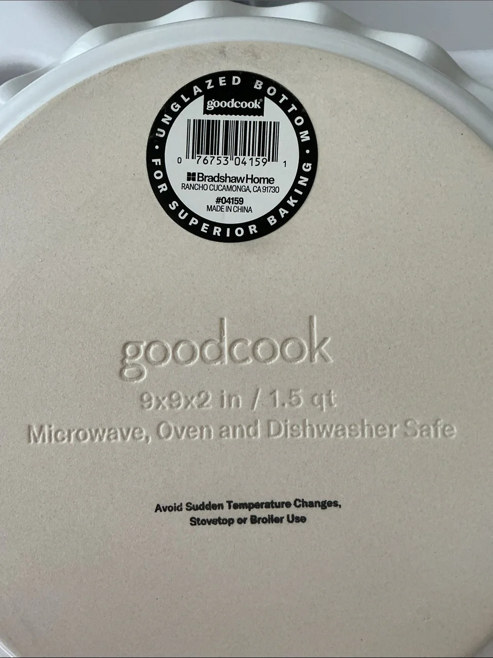 Good Cook, Plate Pie Ceramic White 9